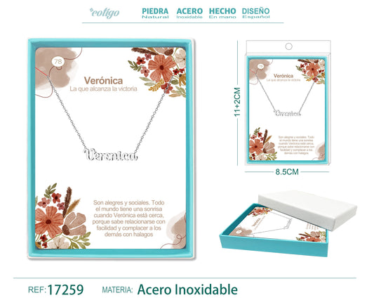 77 Collar Nombre- Vanesa -Acero Plateado