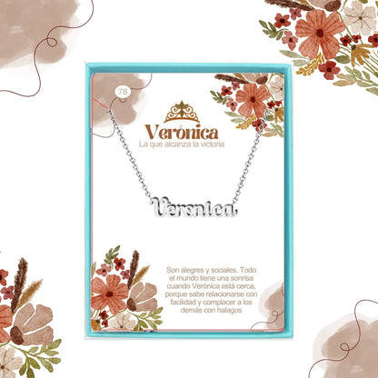 Collar Nombre  Verónica Acero color Plateado