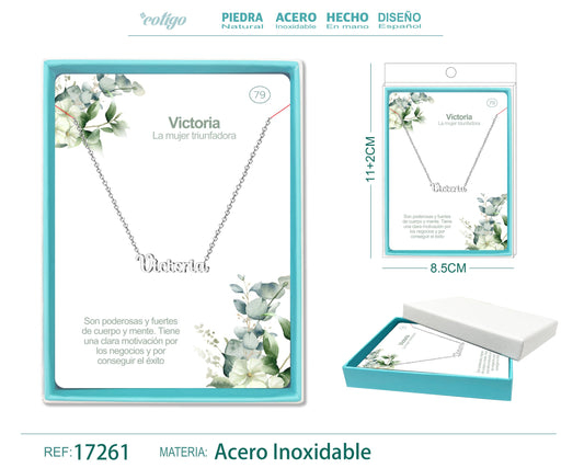 78 Collar Nombre- Veronica -Acero Plateado