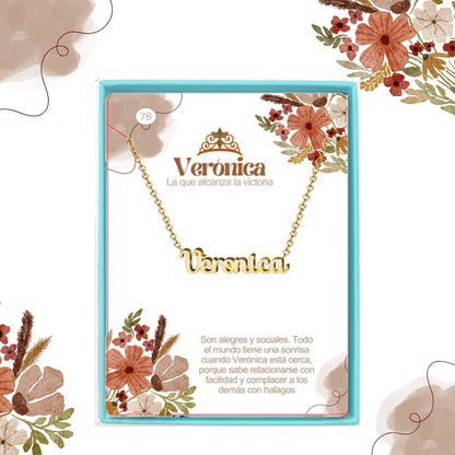 Collar Nombre  Verónica Acero color Dorado