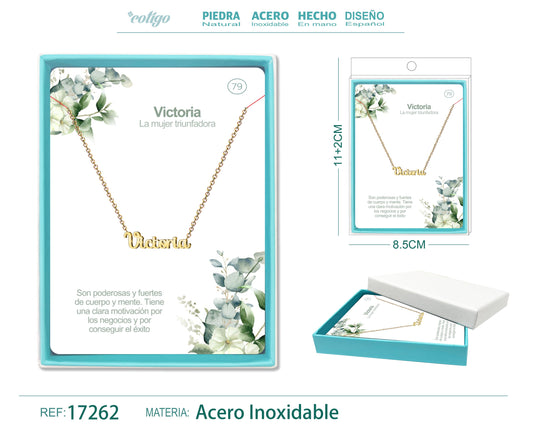 78 Collar Nombre- Veronica -Acero Dorado