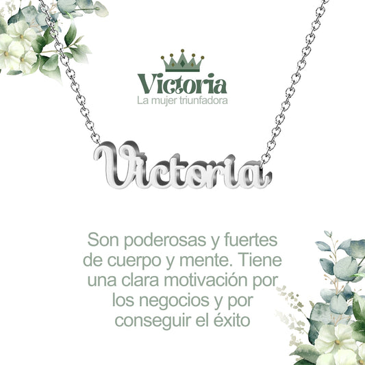 Collar Nombre  Victoria Acero color Plateado