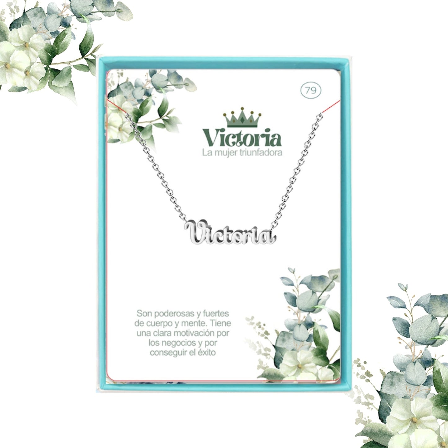 Collar Nombre  Victoria Acero color Plateado