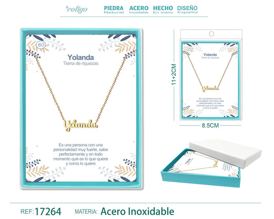 79 Collar Nombre- Victoria -Acero Dorado