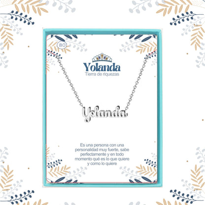 Collar Nombre  Yolanda Acero color Plateado