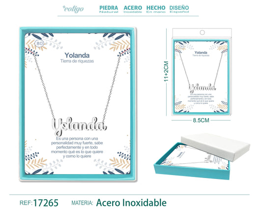 80 Collar Nombre- Yolanda -Acero Plateado