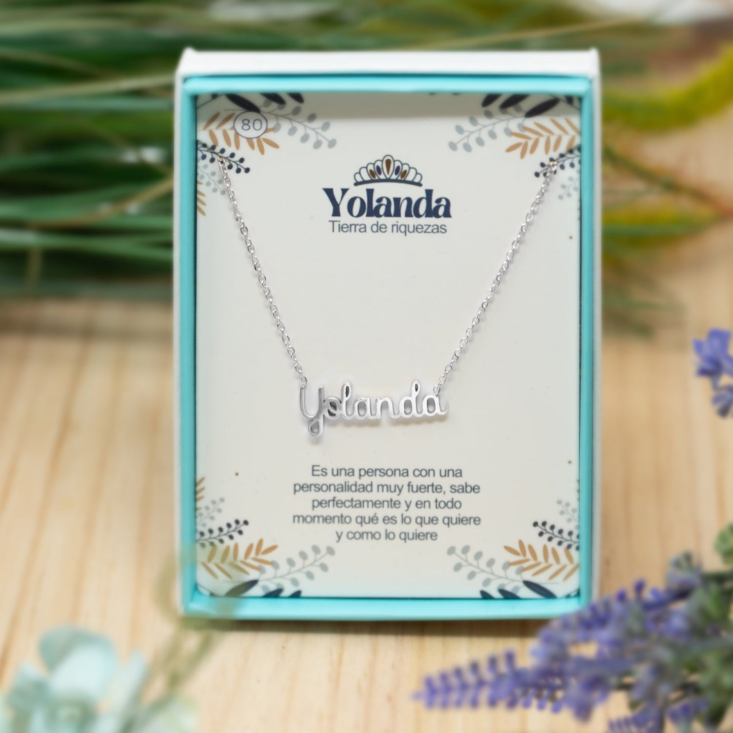 Collar Nombre  Yolanda Acero color Plateado