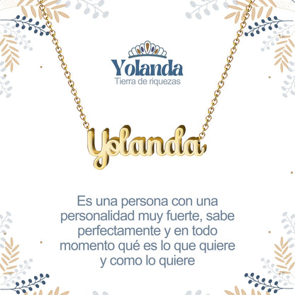 Collar Nombre  Yolanda Acero color Dorado