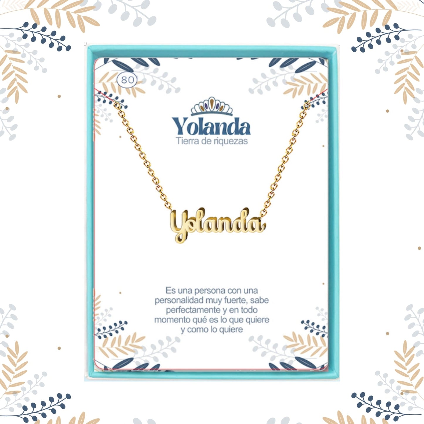 Collar Nombre  Yolanda Acero color Dorado