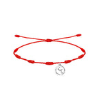 Pulsera de hilo rojo 7 nudos con charm de paraguas de Celedón plateado. Amuleto para proteger la alegría y el optimismo contra las malas energías