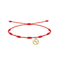 Pulsera de hilo rojo 7 nudos con charm de paraguas de Celedón dorado. Amuleto de protección contra el mal de ojo y símbolo de las fiestas de Vitoria