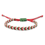 Pulsera trenzada con los colores de la bandera Ikurriña (rojo, verde y blanco), cierre ajustable de nudo corredizo