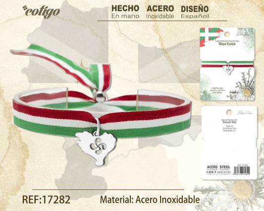 Pulsera Bandera EUSKAL  -MAPA EUSKAL-Plateado