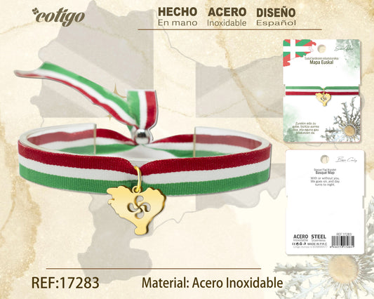 Pulsera Bandera EUSKAL  -MAPA EUSKAL-Dorado
