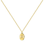 Collar con medalla ovalada de la Virgen de Begoña (Amatxu) en acero dorado, tarjeta con frase inspiradora sobre la fortaleza y superación