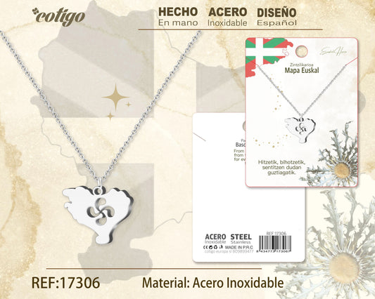 Collar MAPA EUSKAL-Acero color Plateado