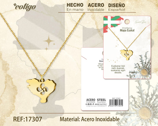 Collar MAPA EUSKAL-Acero color Dorado