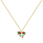 Collar mapa Euskal Herria dorado con bandera Ikurriña, colgante de acero inoxidable con tarjeta de homenaje