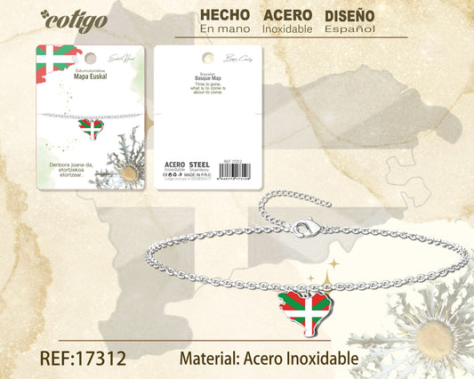 Pulsera MAPA EUSKAL-Acero color Plateado