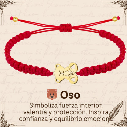 Pulsera Hilo Destino Roja Hecho a Mano 🧵 con Amuleto de Suerte y Protección 🍀 en Acero Inoxidable 💎
