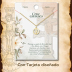 Medalla Cruz de Caravaca Calada en Acero Inoxidable Dorado - cotigo