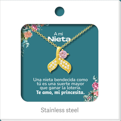Collar Acero para Mujer con Tarjeta Diseñado , Colgante Con Circonita para Mamá,  Amor, Esposa, Amiga, Hija, Abuela. Regalo para Cumpleaños, Día de Madre, San Valentín, Navidad.