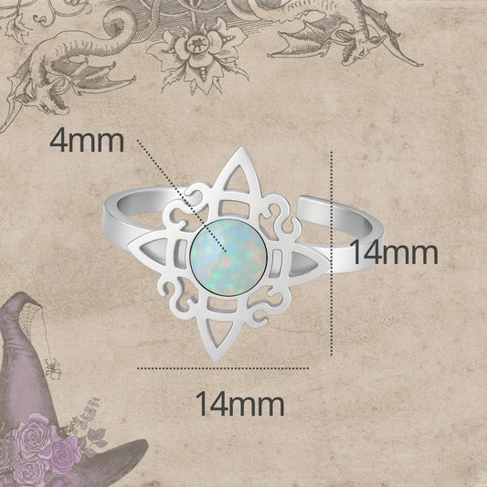 Anillo Nudo de Bruja con Opalina en Acero Plateado - cotigo