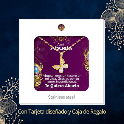 Collar Acero y  colgante Cobre con Piedra Circonita para Regalar a Abuela