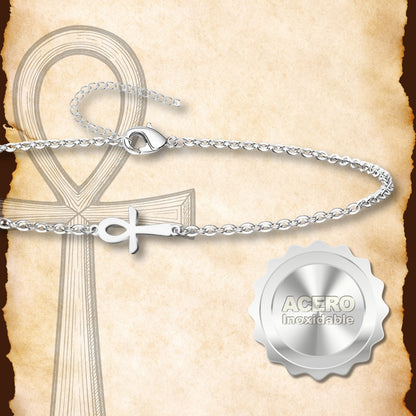 Pulsera Cruz Egipcia Acero inxodable color Plateado