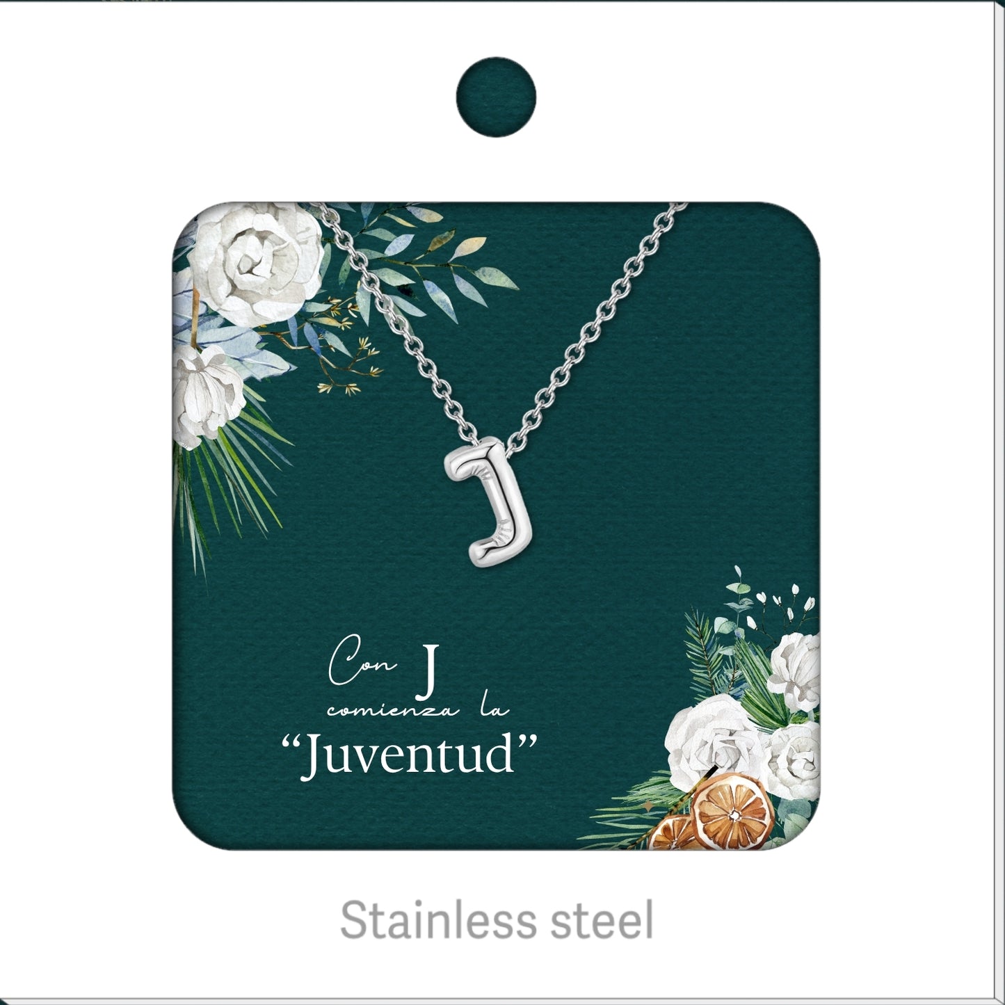 Collar Letra Inicial Acero Inoxidable con Tarjeta diseñado y Caja de Regalo, Regalo para Cumpleaños, Navidad, Día de Madera, San Valentín