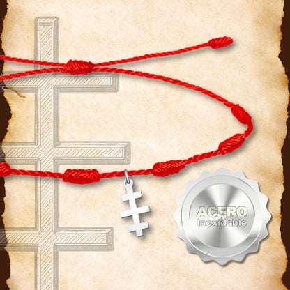 Pulsera 7 Nudos con Cruz de las Catacumbas color Plateado
