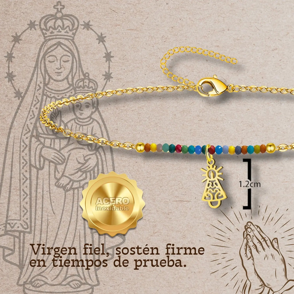 Pulsera Virgen del Pilar Multicolor en Acero acabado