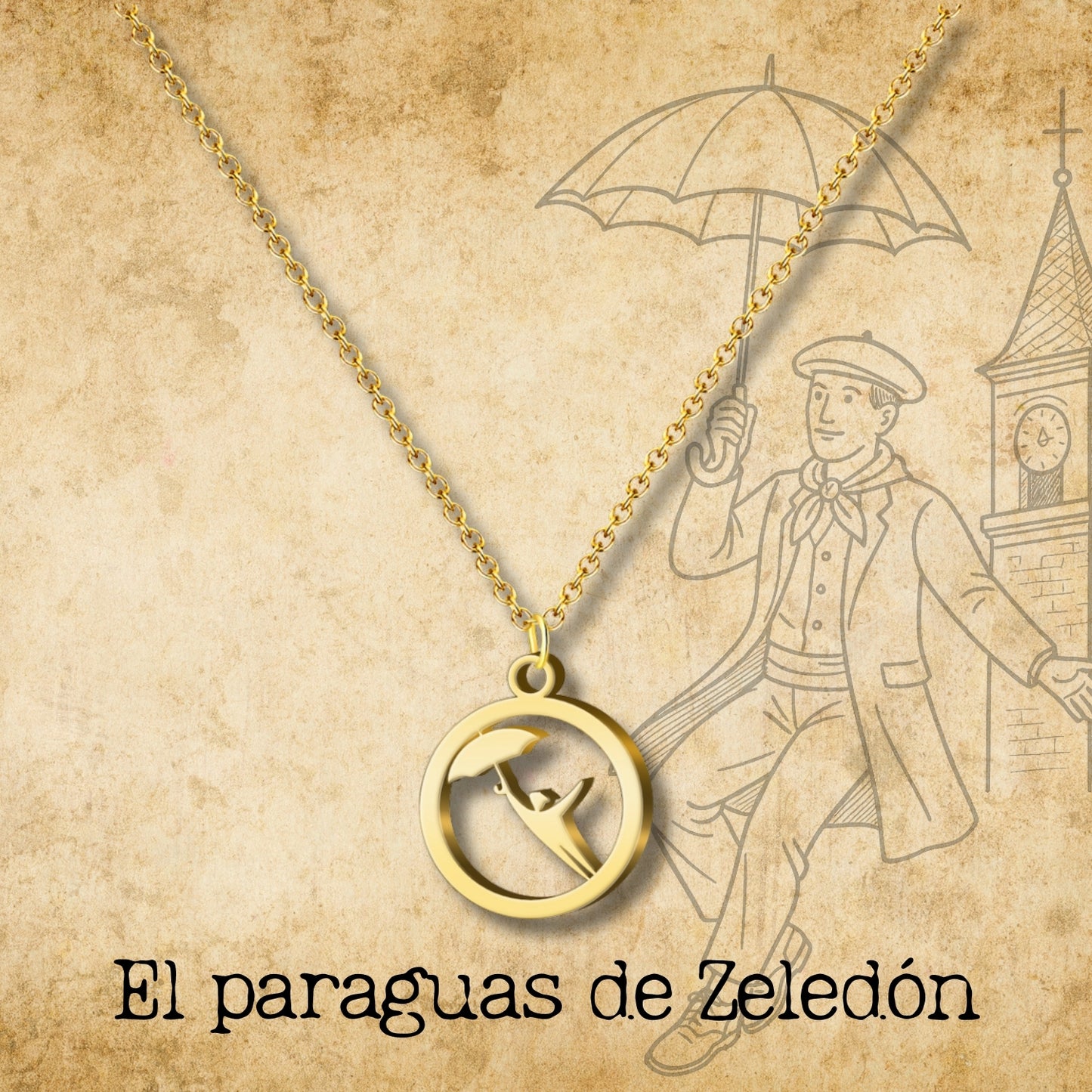 Collar El paraguas de Zeledón Acero color Dorado