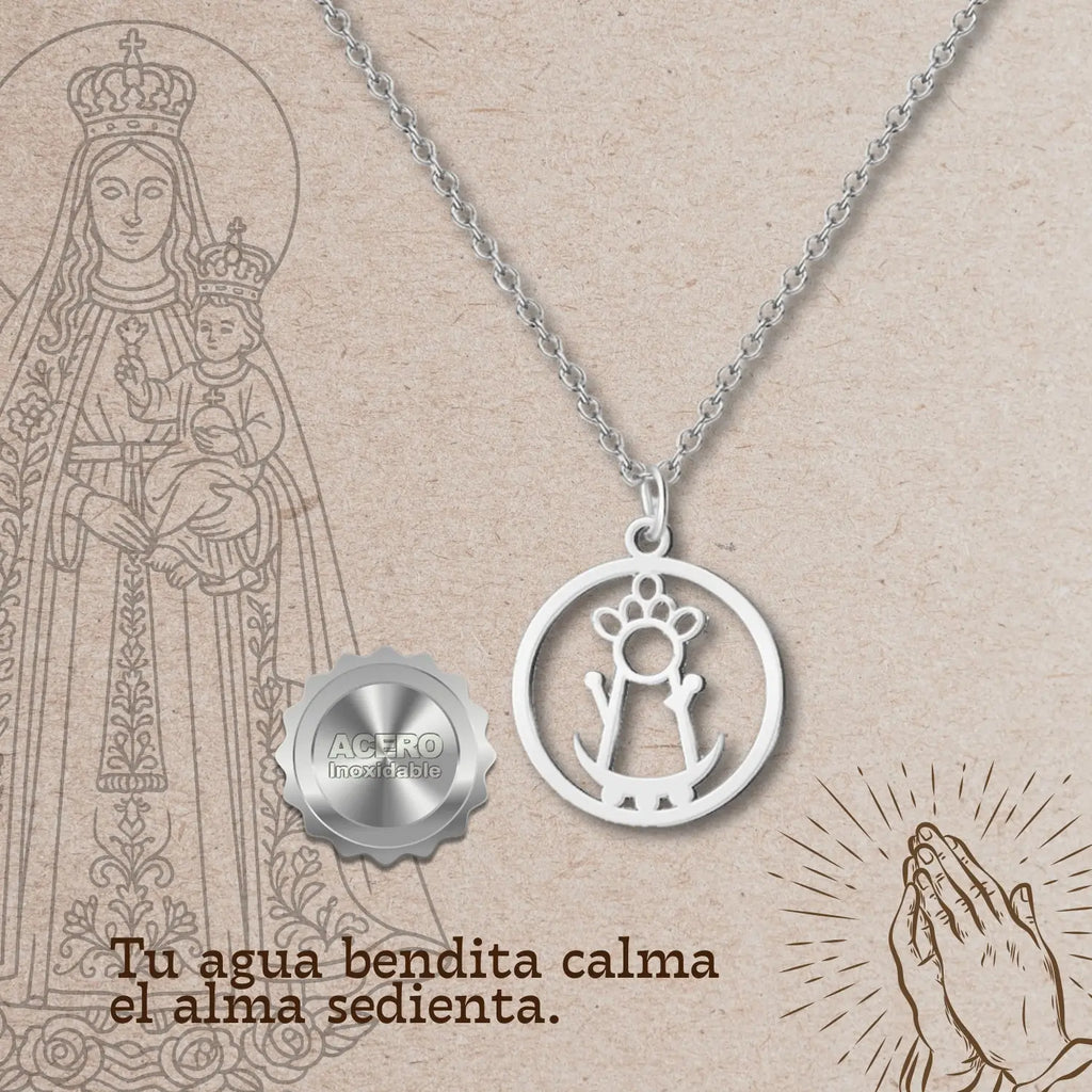 Colgante Virgen de la Fuensanta Silueta Acero Plateado - cotigo