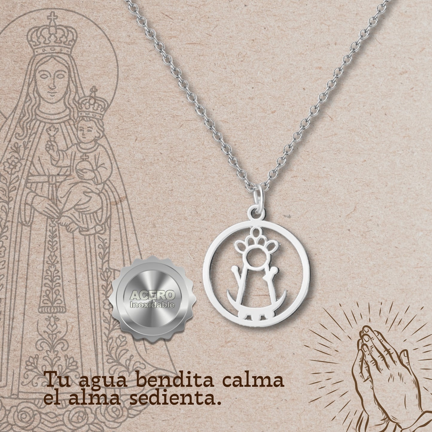 Colgante Virgen de la Fuensanta Acero Plateado