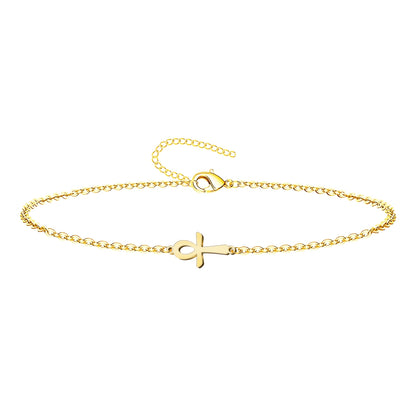 Pulsera Cruz Egipcia Acero inxidable color Plateado