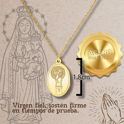 Collar Virgen de Pilar Acero dorado