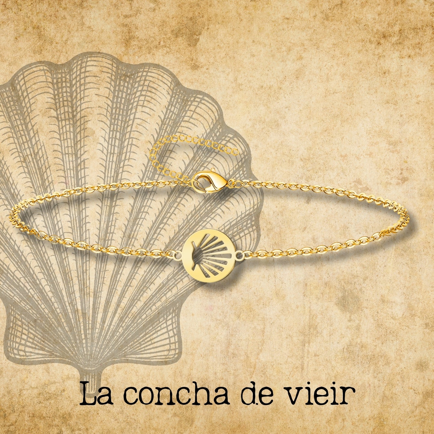 Pulsera La concha de vieir Acero Dorado