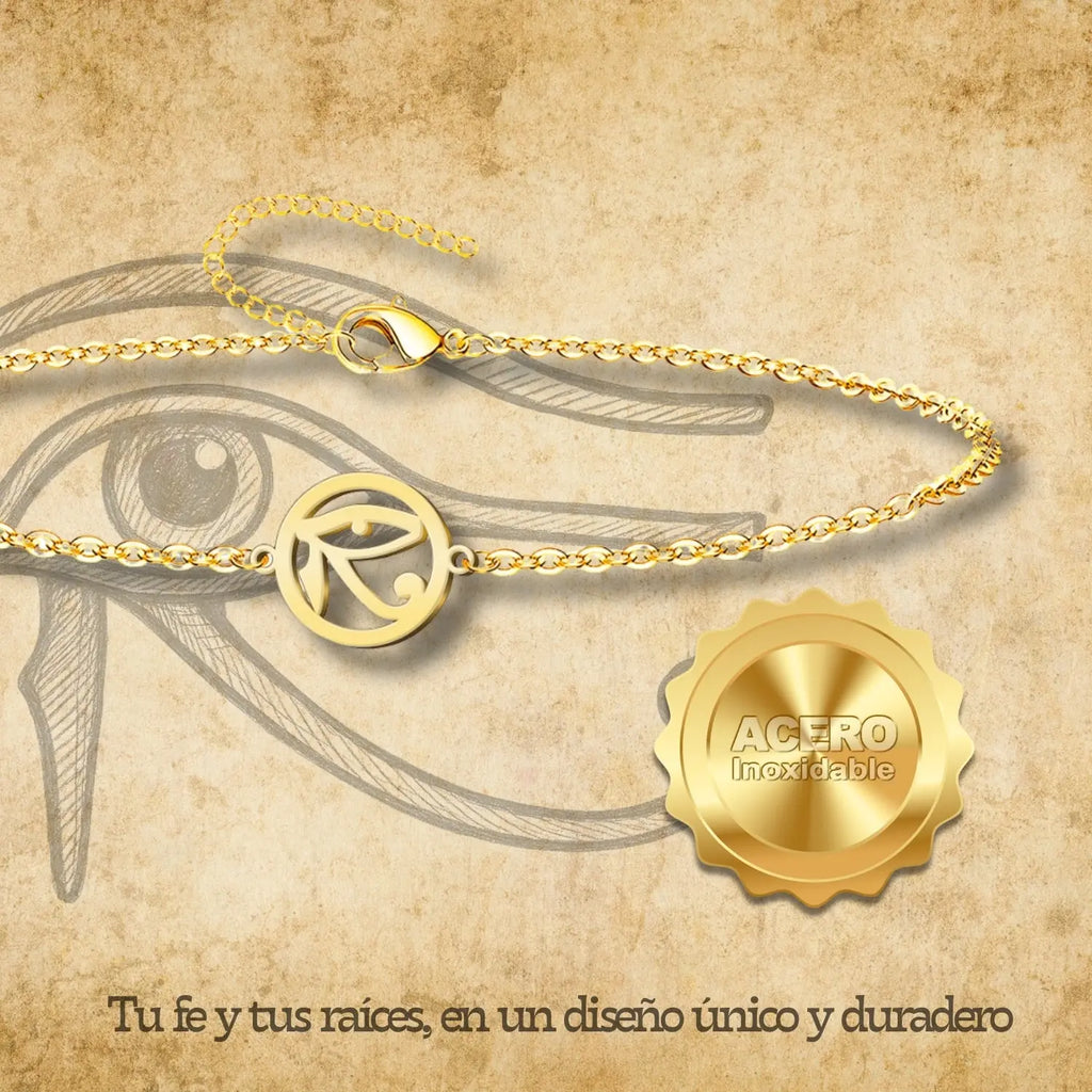 Pulsera Ojo de Horus Acero Color Dorado acabado