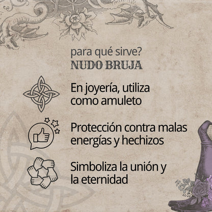 Pendientes Tetragramatón con Nudo de Bruja – Acero Inoxidable Dorado, Amuleto de Protección