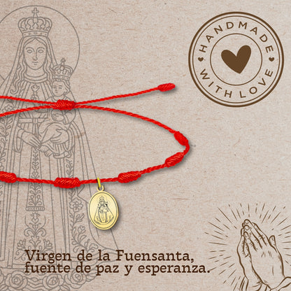 Pulsera 7 nudos con Virgen de la Fuensanta Acero Dorado