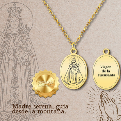 Colgante Virgen de la Fuensanta Acero Dorado