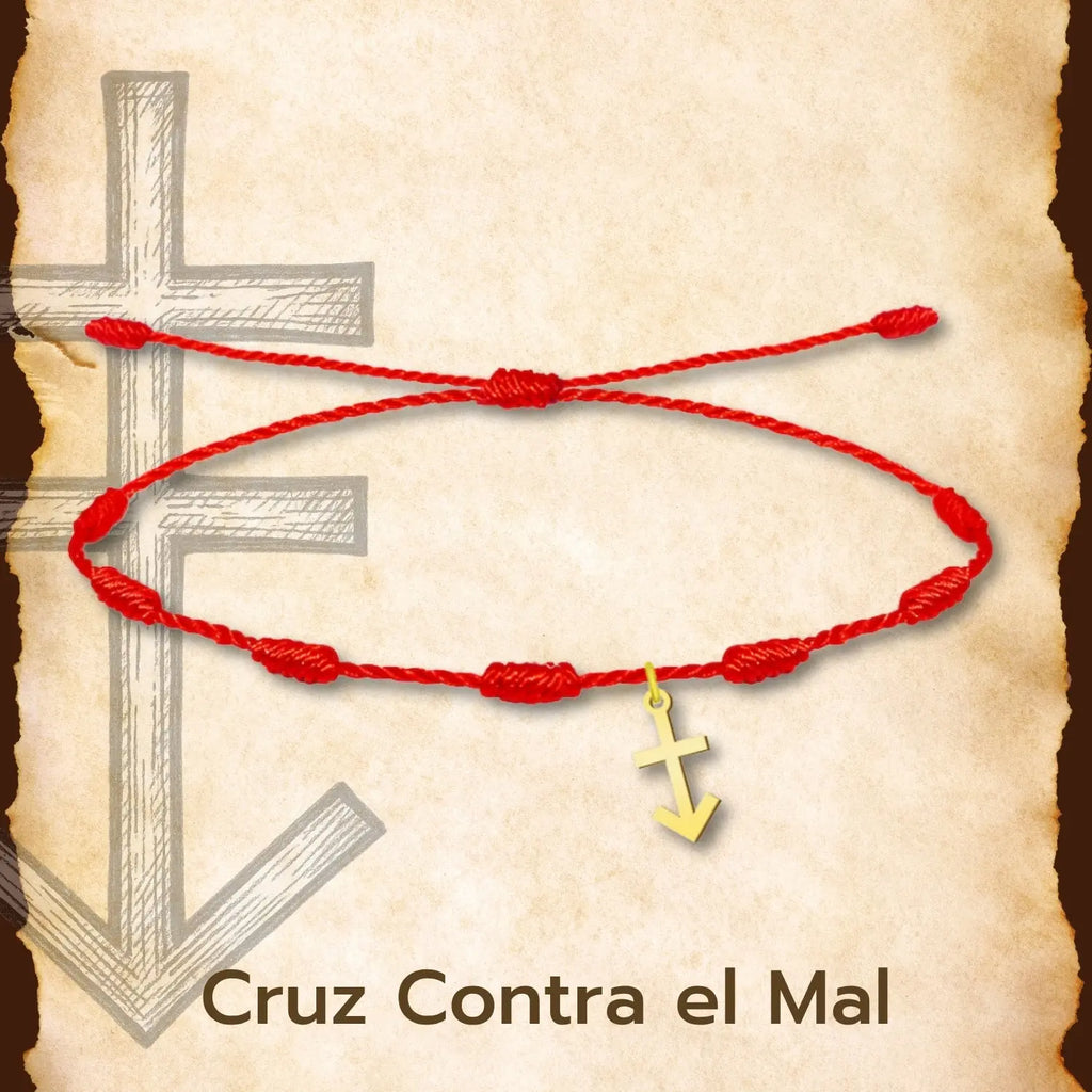 Pulsera 7 Nudos con Cruz Contra el mal color Dorado - cotigo