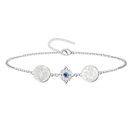 Pulsera Tetragrammaton con Nudo de Bruja y San Benito | Amuleto de Protección y Luz Divina en Acero Inoxidable