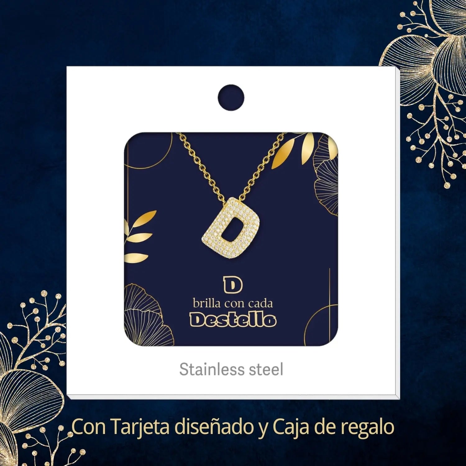 Colgante Letra inicial D con Piedra Circonita - cotigo