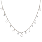 Collar plateado de acero con siete siluetas caladas de las Islas Canarias y seis circonitas