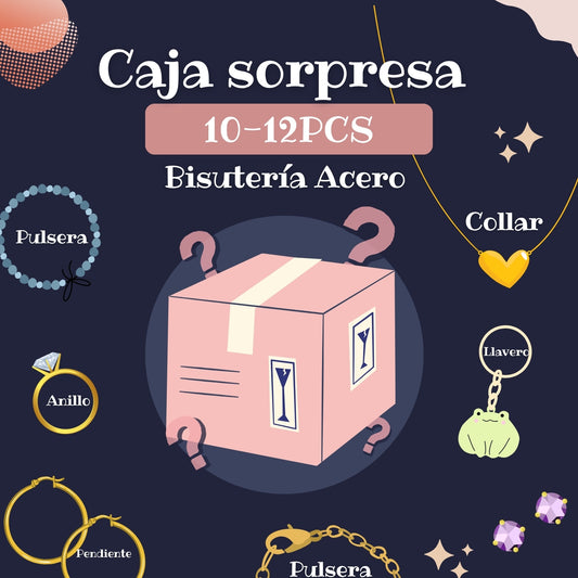 Caja Misteriosa con 10-12 Joyas de Acero y Piedra natural ✨ Caja Sorpresa  Estilos Aleatorios ¡Súper Oferta de Accesorios!