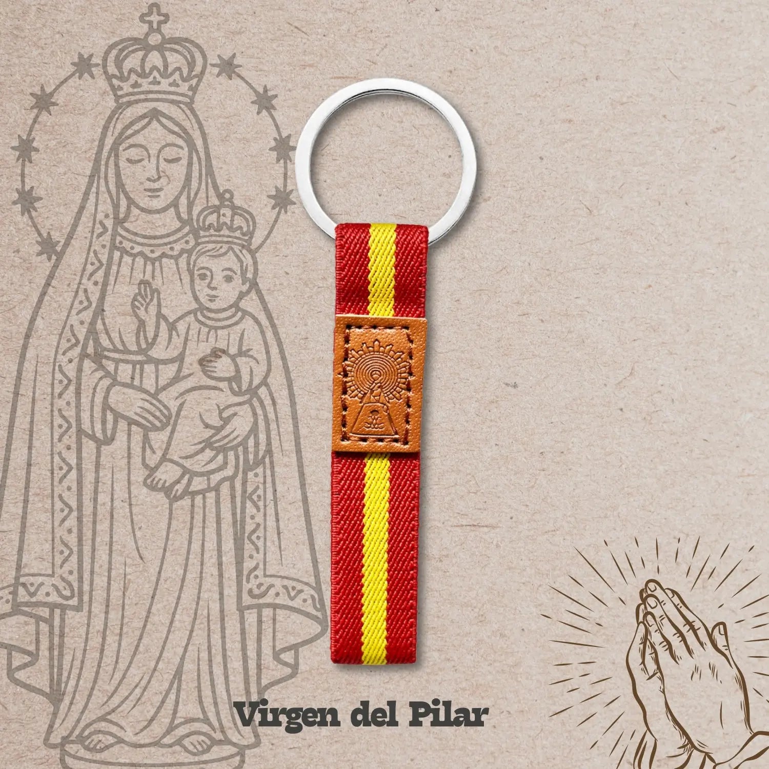 Llavero Virgen del Pilar - Bandera España - cotigo