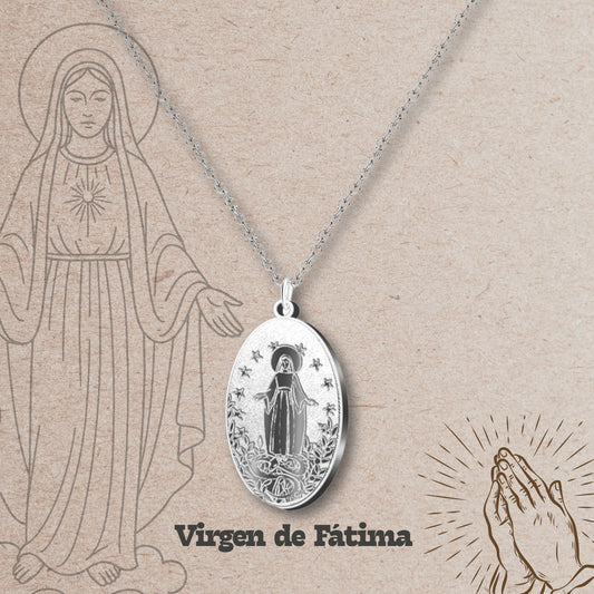 Colgante Acero VIRGEN DE FATIMA color Plateado