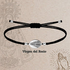 Pulsera Hilo Negro Virgen del Rocío Acero Plateado - cotigo